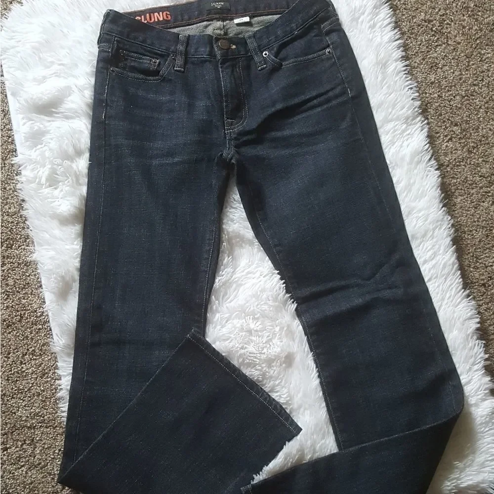 J. Crew Stretch Hipslung Dark Wash Bootcut Jeans Womens Size 27R‎